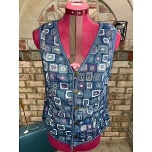 vest jersey textured blue 1980s